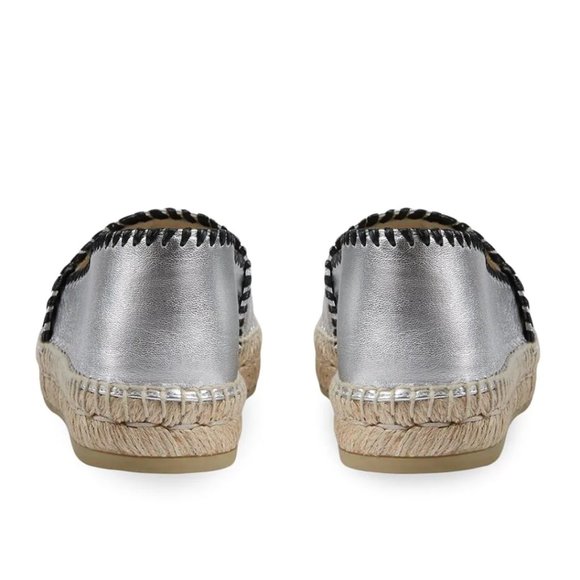 Gucci GG Embroidered Leather Espadrilles in Silver NEW IN BOX W SHOE BAG - Picture 4 of 5